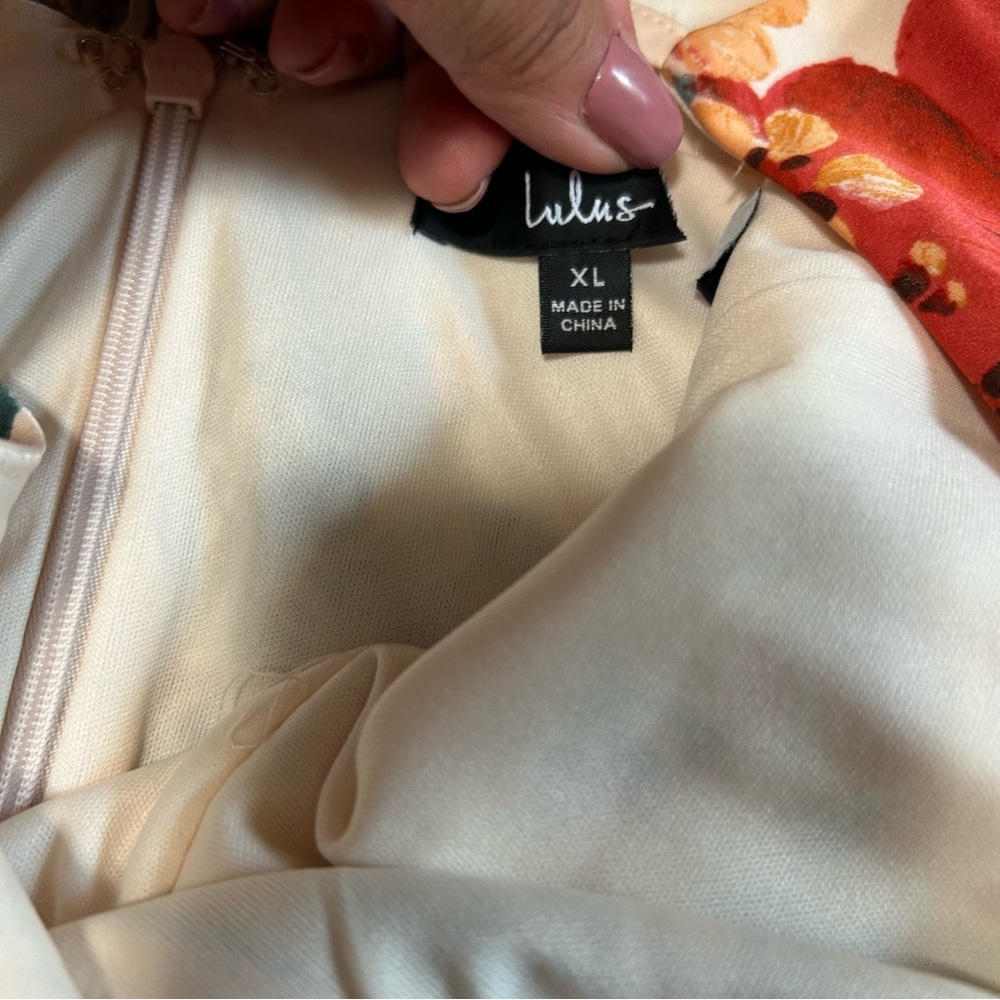 NWOT Lulus Still The One Cream Floral Satin Maxi Dress - Picture 8 of 10